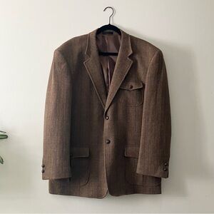 Travel Smiths Brown Wool Blazer Jacket 44R Classic Heritage Workwear